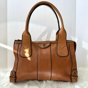 Fossil Reissue Classic Tan Leather Tote Handbag Cognac